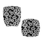 Black And White Sunflower Pattern Print Office Chair Cover