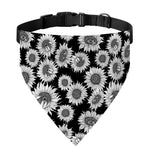 Black And White Sunflower Pattern Print Over The Collar Dog Bandana