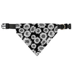 Black And White Sunflower Pattern Print Over The Collar Dog Bandana