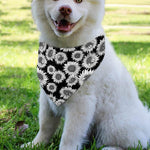 Black And White Sunflower Pattern Print Over The Collar Dog Bandana