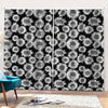 Black And White Sunflower Pattern Print Pencil Pleat Curtains