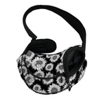 Black And White Sunflower Pattern Print Pet Sling Carrier