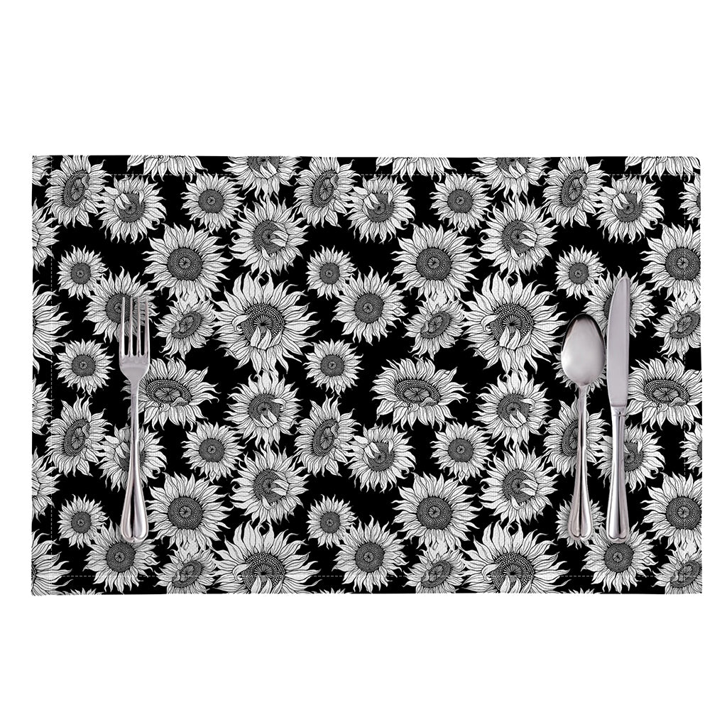 Black And White Sunflower Pattern Print Placemat