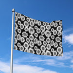 Black And White Sunflower Pattern Print Polyester Flag