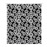 Black And White Sunflower Pattern Print Polyester Shower Curtain