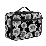Black And White Sunflower Pattern Print Portable Lunch Bag