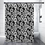 Black And White Sunflower Pattern Print Premium Shower Curtain