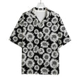 Black And White Sunflower Pattern Print Rayon Hawaiian Shirt