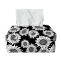Black And White Sunflower Pattern Print Rectangle Tissue Box Cover