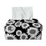 Black And White Sunflower Pattern Print Rectangle Tissue Box Cover