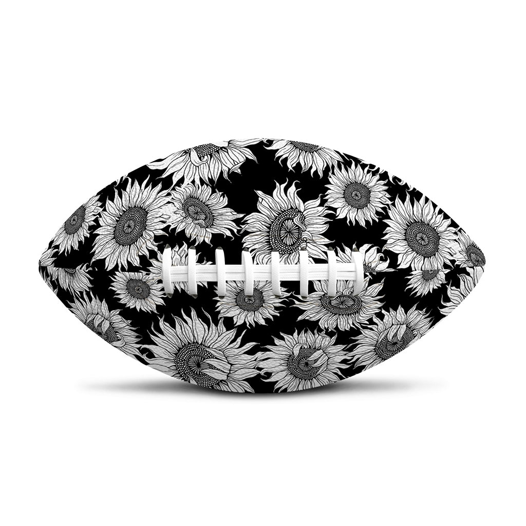 Black And White Sunflower Pattern Print Rugby Ball