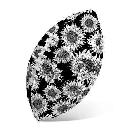 Black And White Sunflower Pattern Print Rugby Ball