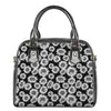 Black And White Sunflower Pattern Print Shoulder Handbag