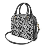 Black And White Sunflower Pattern Print Shoulder Handbag