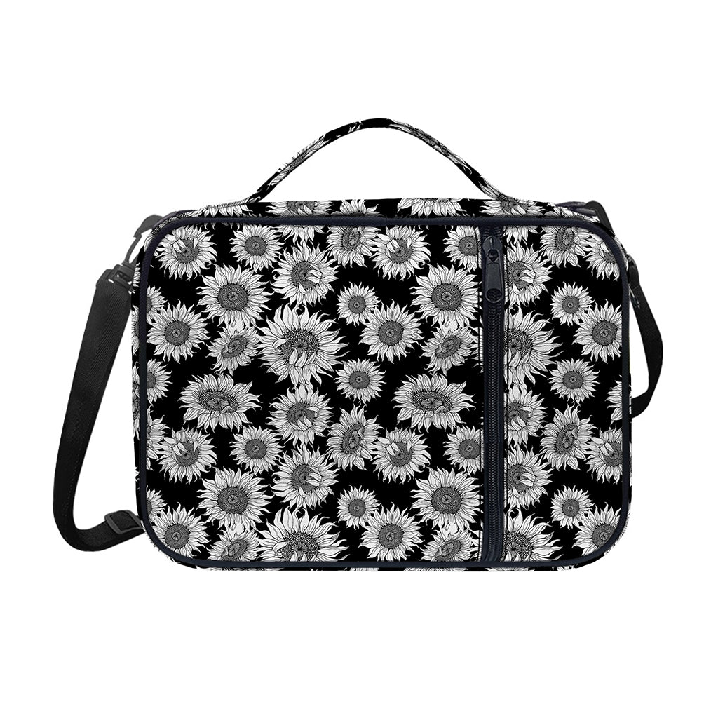 Black And White Sunflower Pattern Print Shoulder Strap Bible Bag