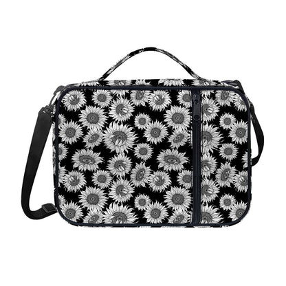Black And White Sunflower Pattern Print Shoulder Strap Bible Bag