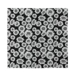 Black And White Sunflower Pattern Print Silk Bandana