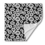 Black And White Sunflower Pattern Print Silk Bandana