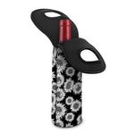 Black And White Sunflower Pattern Print Single Neoprene Wine Tote