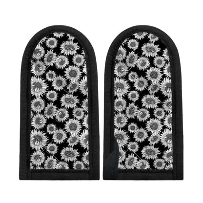 Black And White Sunflower Pattern Print Skillet Handle Cover