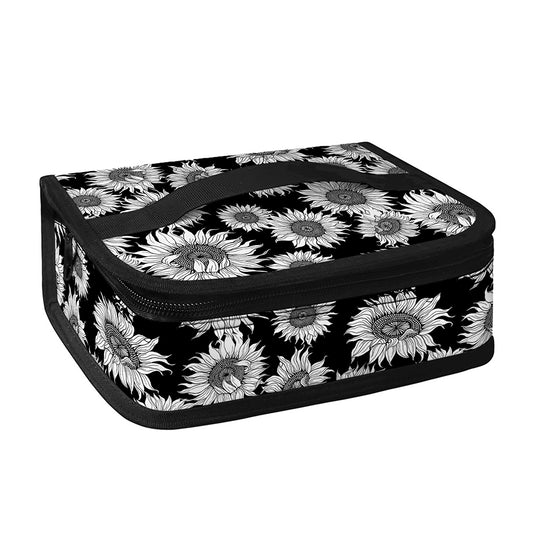 Black And White Sunflower Pattern Print Small Lunch Bag