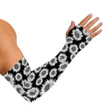 Black And White Sunflower Pattern Print Sun Protection Arm Sleeves