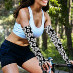 Black And White Sunflower Pattern Print Sun Protection Arm Sleeves