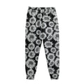 Black And White Sunflower Pattern Print Sweatpants