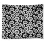 Black And White Sunflower Pattern Print Tapestry