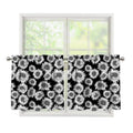 Black And White Sunflower Pattern Print Tier Curtains