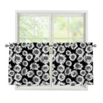 Black And White Sunflower Pattern Print Tier Curtains