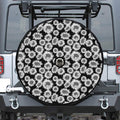 Black And White Sunflower Pattern Print Tire Cover With Camera Hole