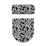 Black And White Sunflower Pattern Print Toilet Lid And Tank Cover Set