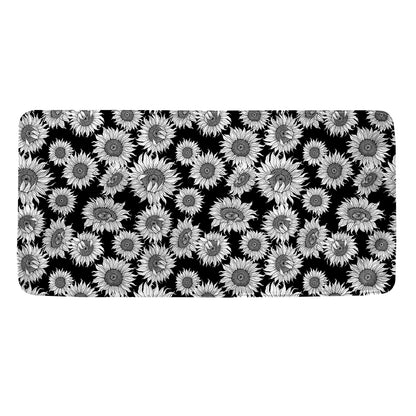 Black And White Sunflower Pattern Print Towel