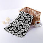 Black And White Sunflower Pattern Print Towel