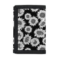 Black And White Sunflower Pattern Print Trifold Wallet
