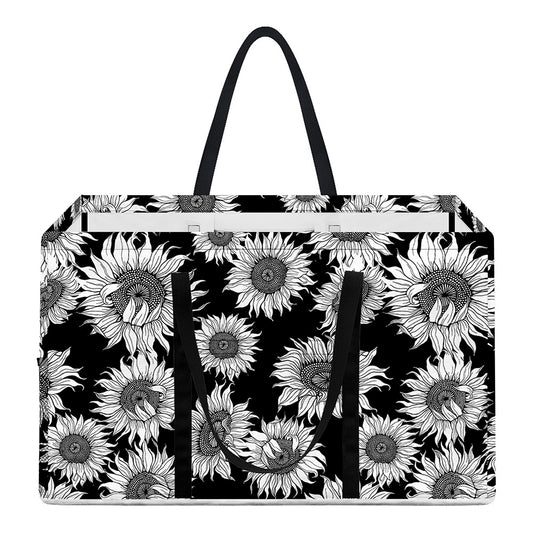 Black And White Sunflower Pattern Print Utility Tote Bag