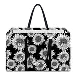 Black And White Sunflower Pattern Print Utility Tote Bag