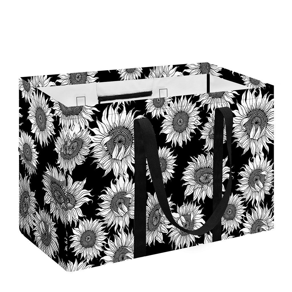 Black And White Sunflower Pattern Print Utility Tote Bag