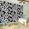 Black And White Sunflower Pattern Print Wall Sticker