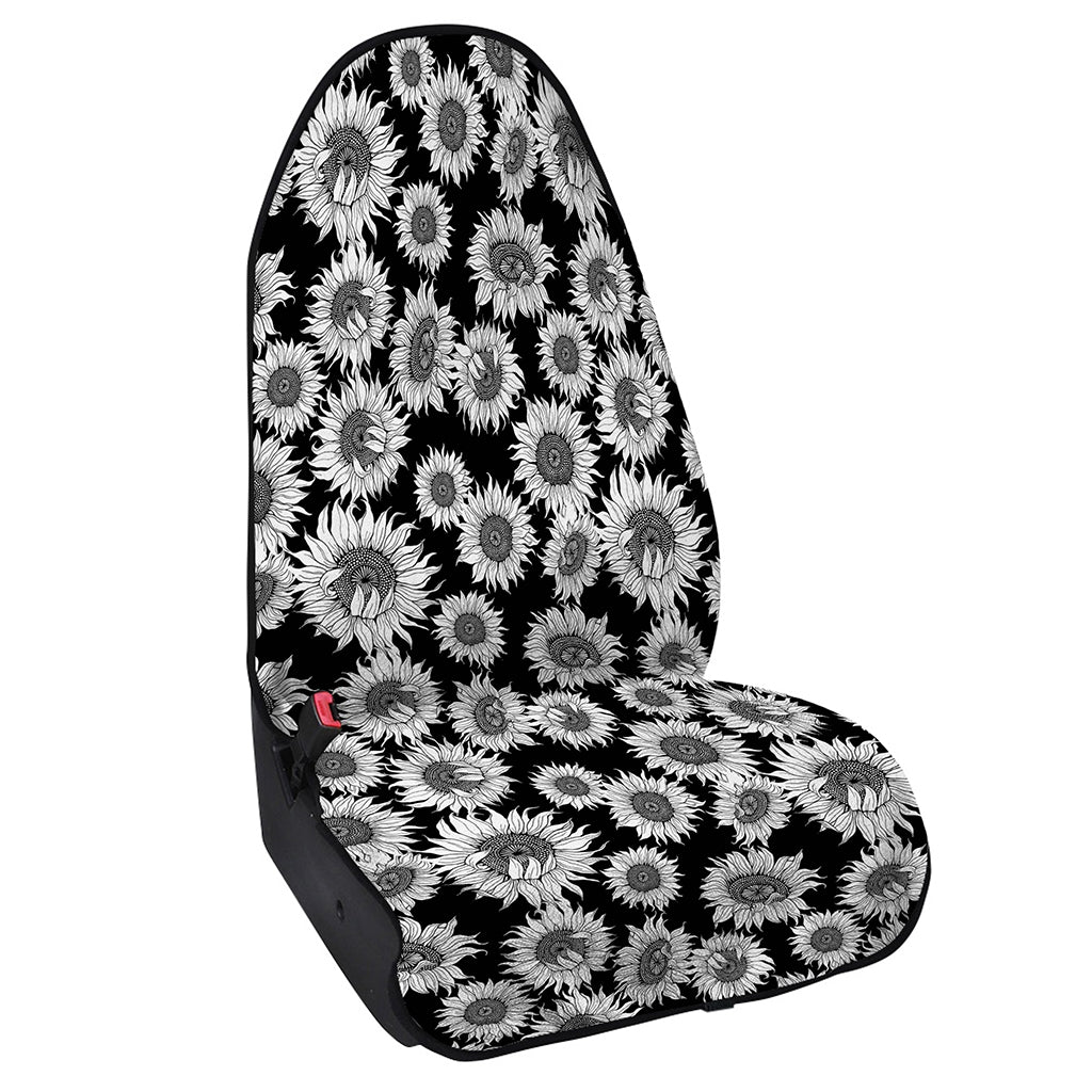 Black And White Sunflower Pattern Print Waterproof Car Seat Cover