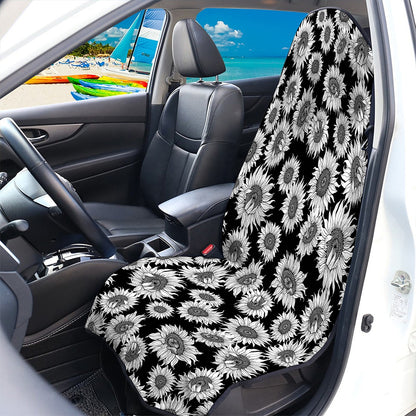 Black And White Sunflower Pattern Print Waterproof Car Seat Cover