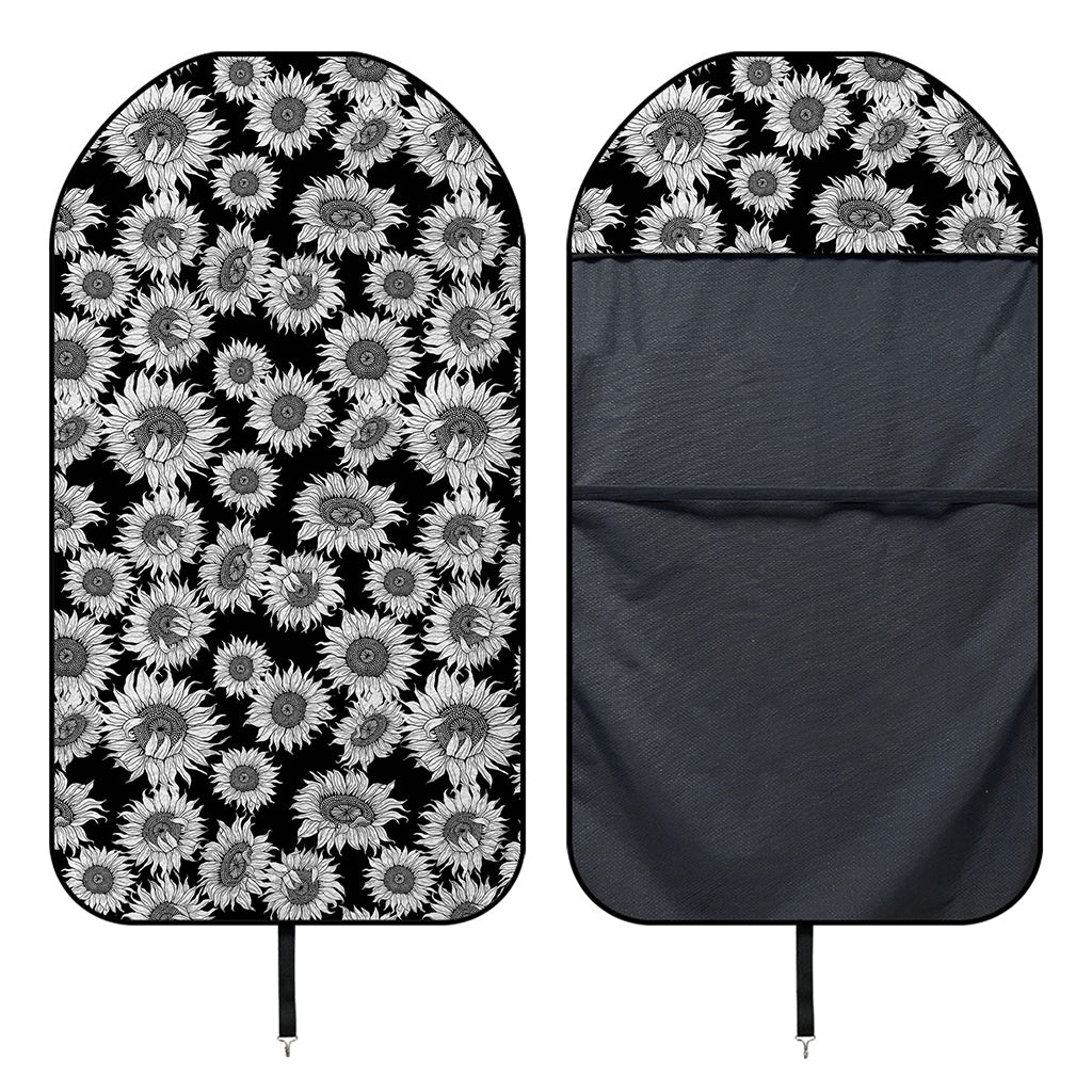 Black And White Sunflower Pattern Print Waterproof Car Seat Cover