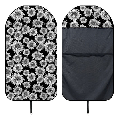 Black And White Sunflower Pattern Print Waterproof Car Seat Cover