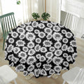 Black And White Sunflower Pattern Print Waterproof Round Tablecloth