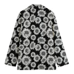 Black And White Sunflower Pattern Print Women's Blazer