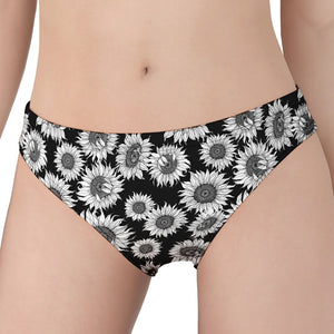 Black And White Sunflower Pattern Print Women's Panties