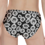 Black And White Sunflower Pattern Print Women's Panties