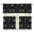 Black And White Supernatural Wicca Print 3 Piece Kitchen Curtains