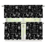 Black And White Supernatural Wicca Print 3 Piece Kitchen Curtains